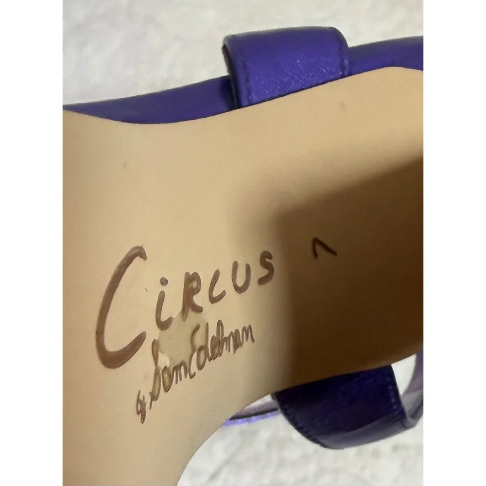 Circus NY Sam Edelman Metallic Purple Platform Sandals Rhinestone Buckle Size 7